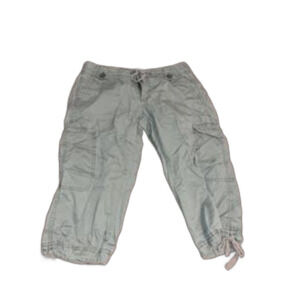 Vtg Calvin Klein 100% Cotton Olive Green Women's Cargo Capri W/ adj ties